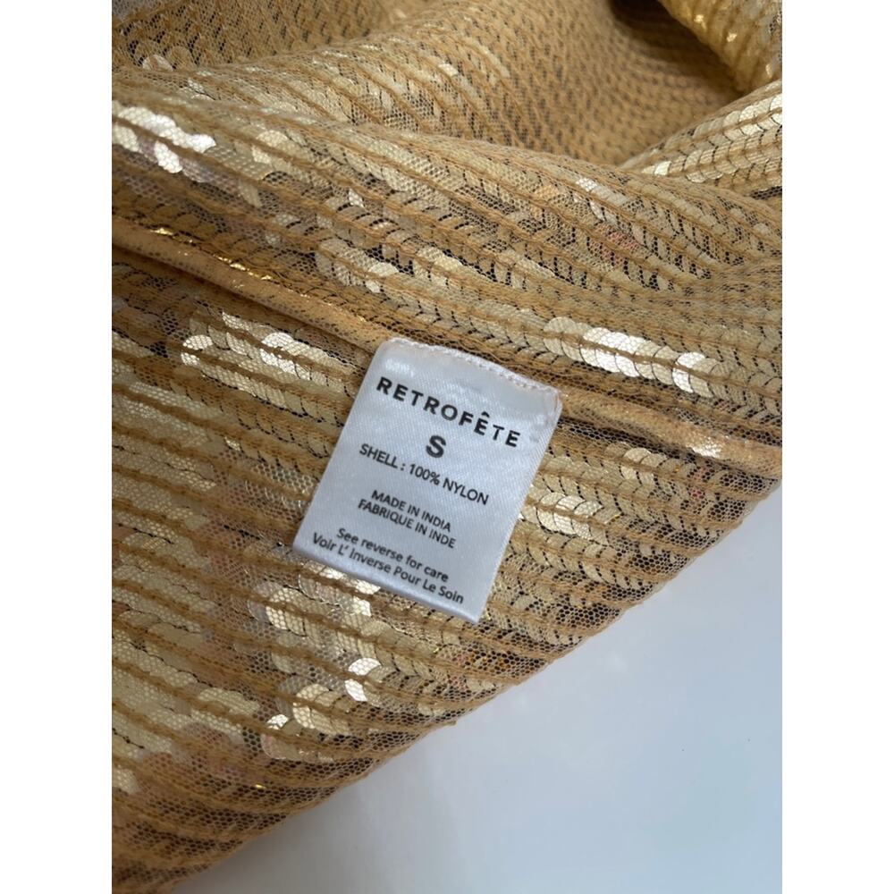 RETROFETE Desi Sequin Embellished Long Sleeve Sheer Mesh Maxi Dress Size Small - Picture 8 of 8